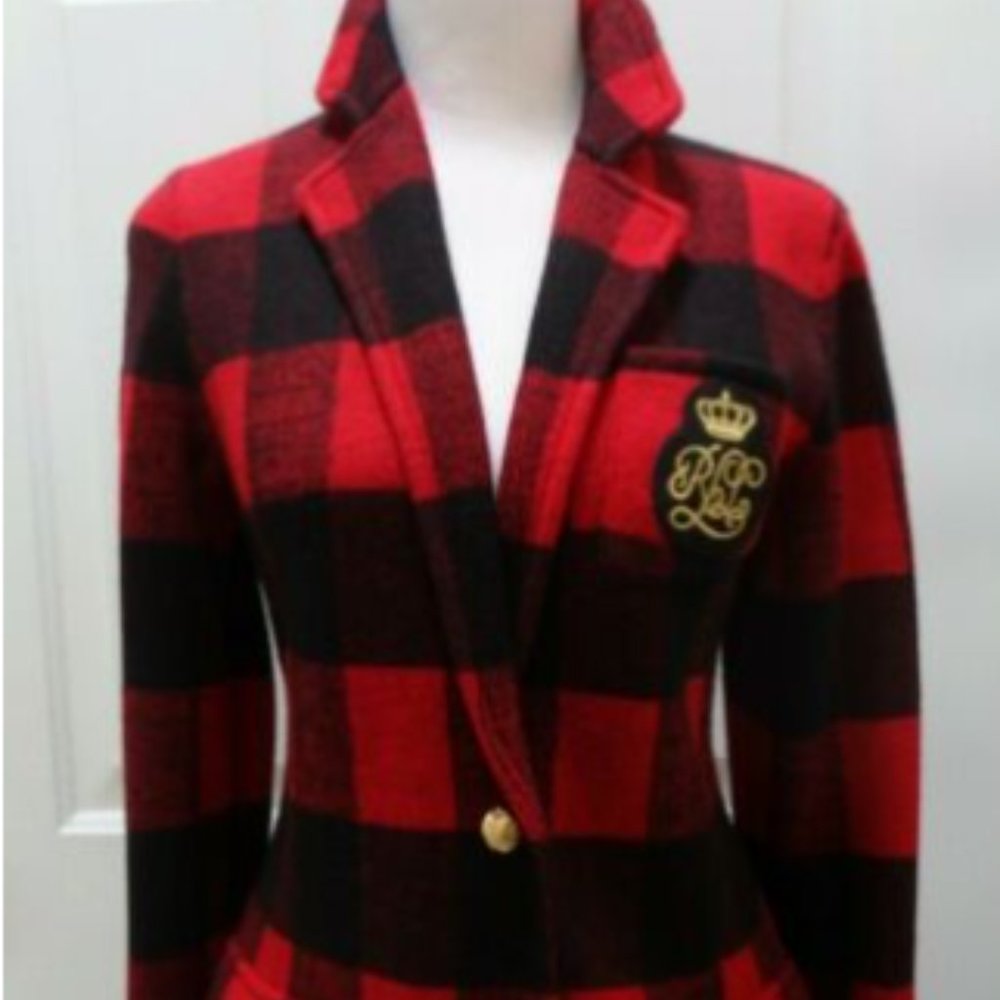 Ralph Lauren Buffalo Plaid Sweater Blazer Size S